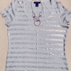 Silver & grey top with small silver sequence